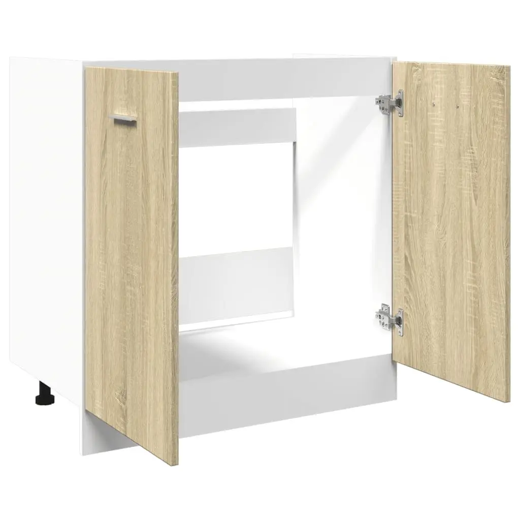Bottom Kitchen Cabinet Sonoma Oak Engineered Wood Storage Unit 80 x 46 x 81.5 cm