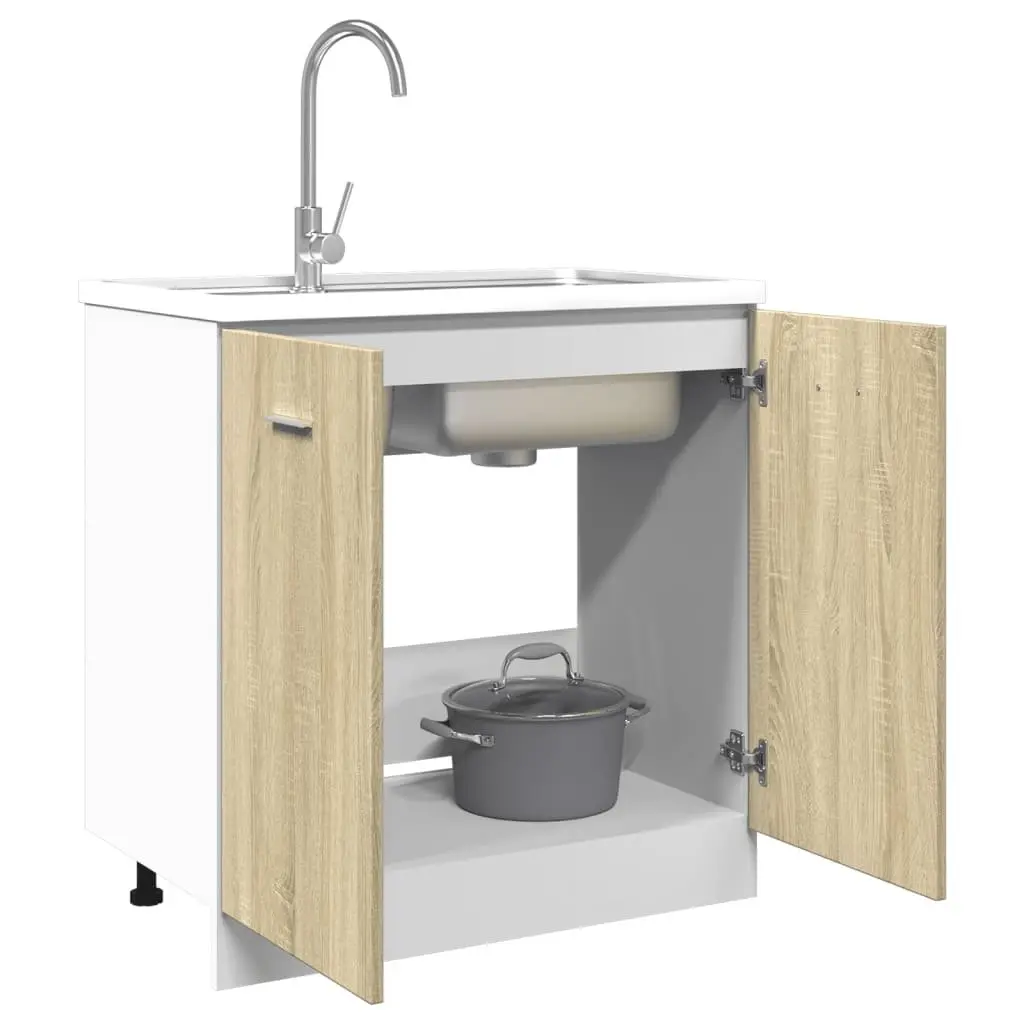 Bottom Kitchen Cabinet Sonoma Oak Engineered Wood Storage Unit 80 x 46 x 81.5 cm