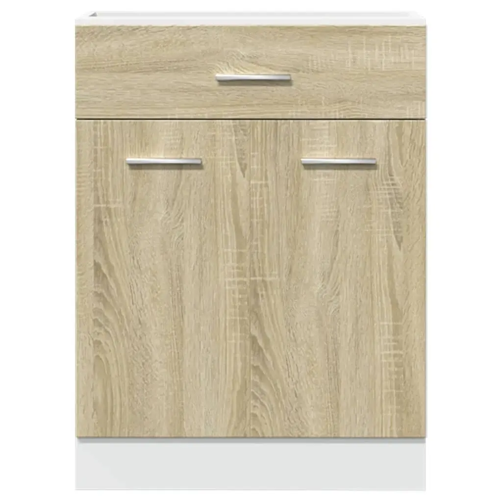 Kitchen Cabinet Storage Unit for Kitchen 60W x 46D x 81.5H cm Brown Engineered Wood with Drawer and Shelves