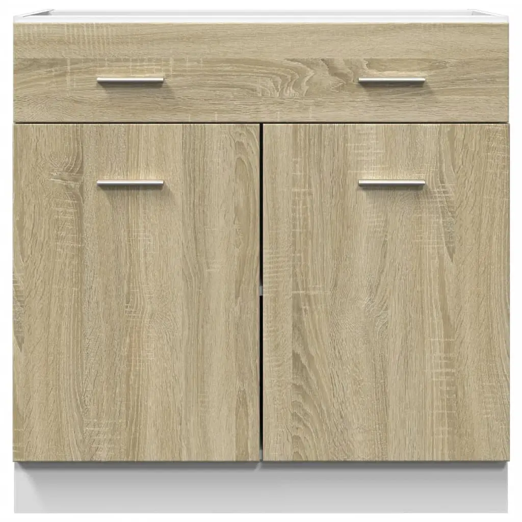 Drawer Bottom Cabinet Kitchen Storage Cupboard Brown Engineered Wood