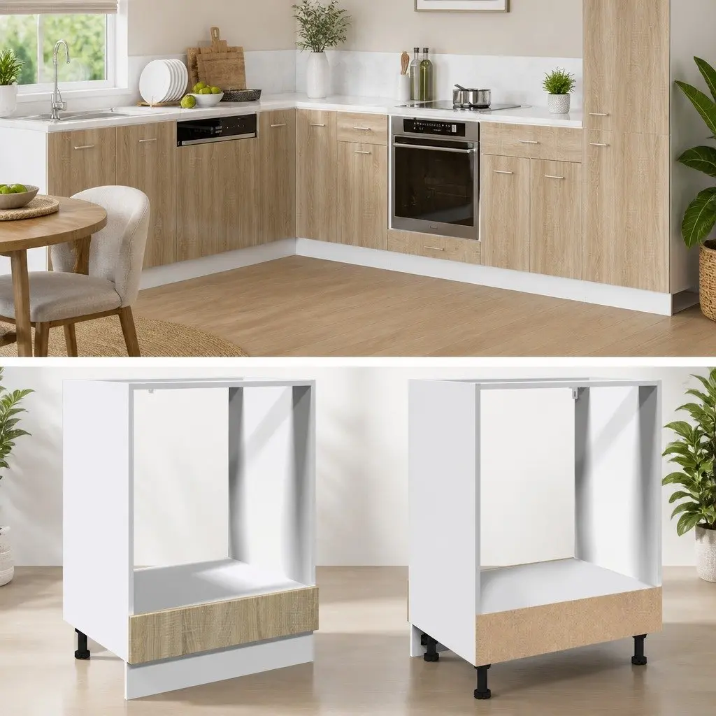 60x46x81.5cm Brown Engineered Wood Oven Storage Unit