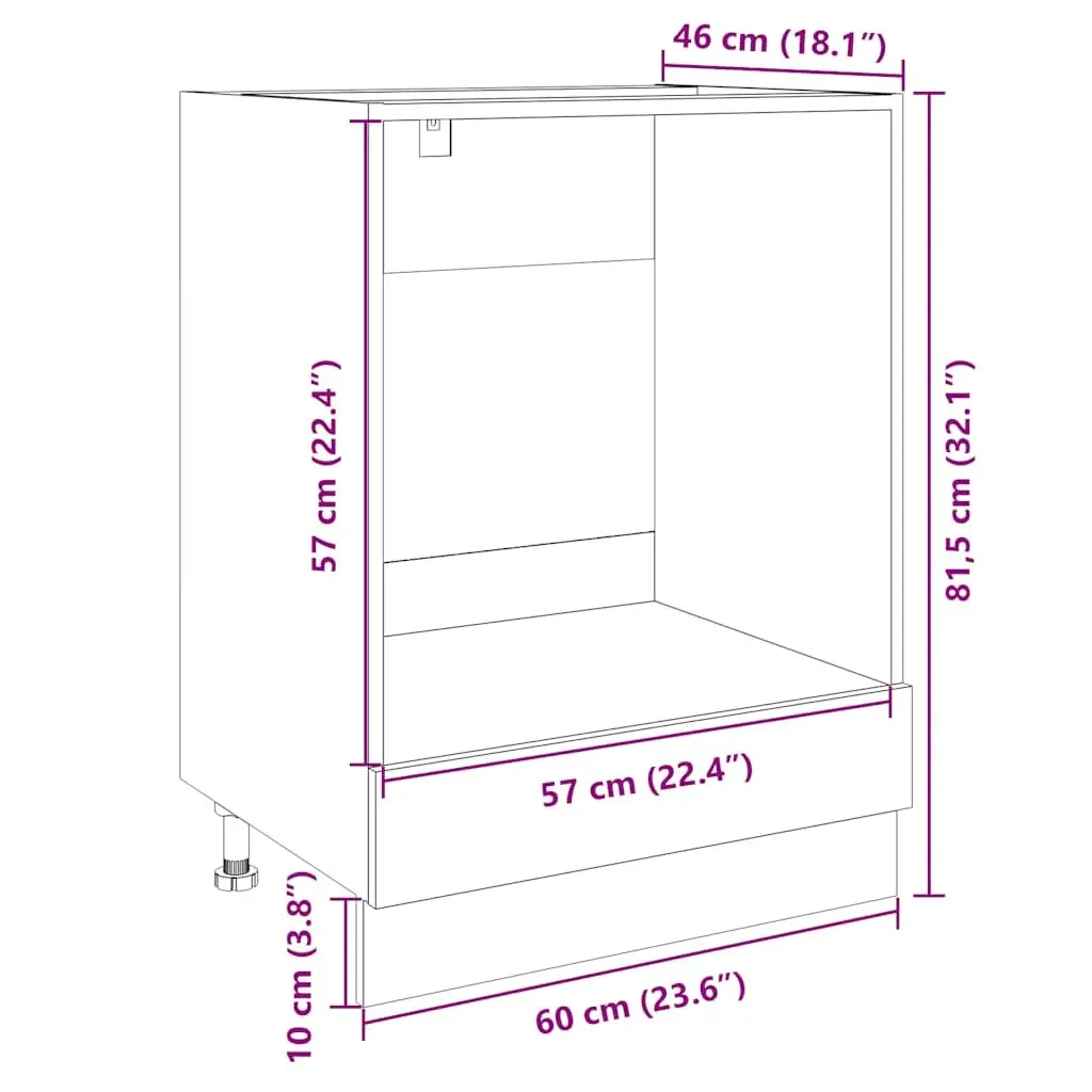 60x46x81.5cm Brown Engineered Wood Oven Storage Unit