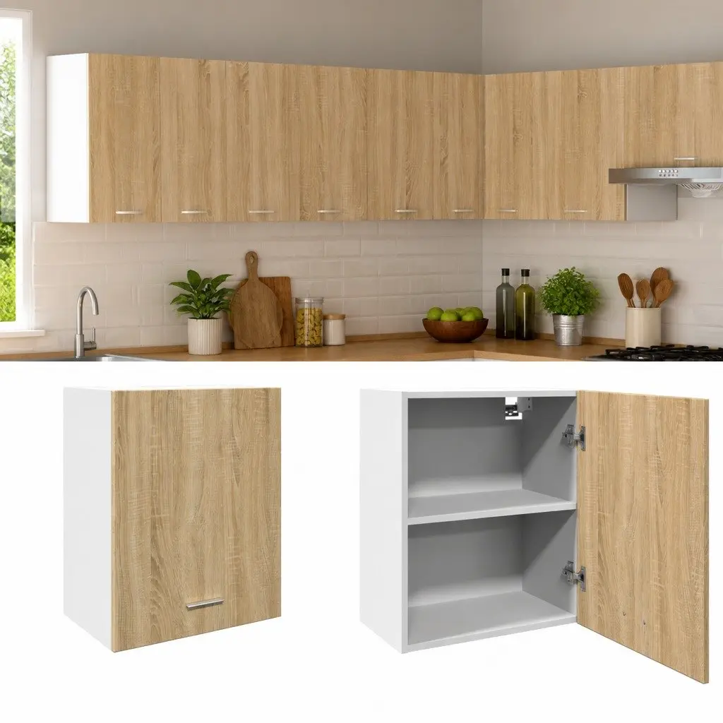 50x31x60cm Wall Mounted Kitchen Storage Cabinet in Brown