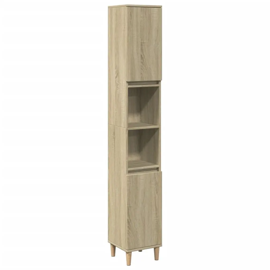 Bathroom Cabinet Sonoma Oak 30x30x190cm Storage Unit Engineered Wood