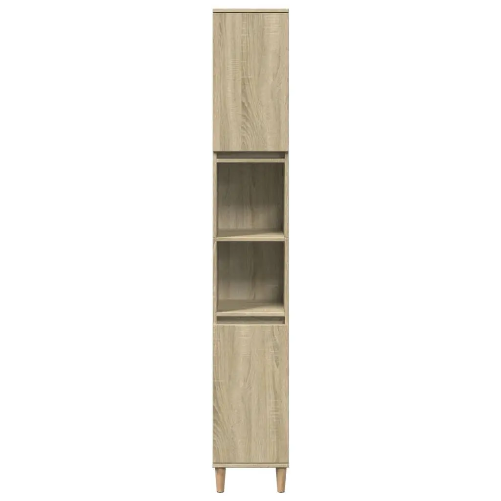 Bathroom Cabinet Sonoma Oak 30x30x190cm Storage Unit Engineered Wood