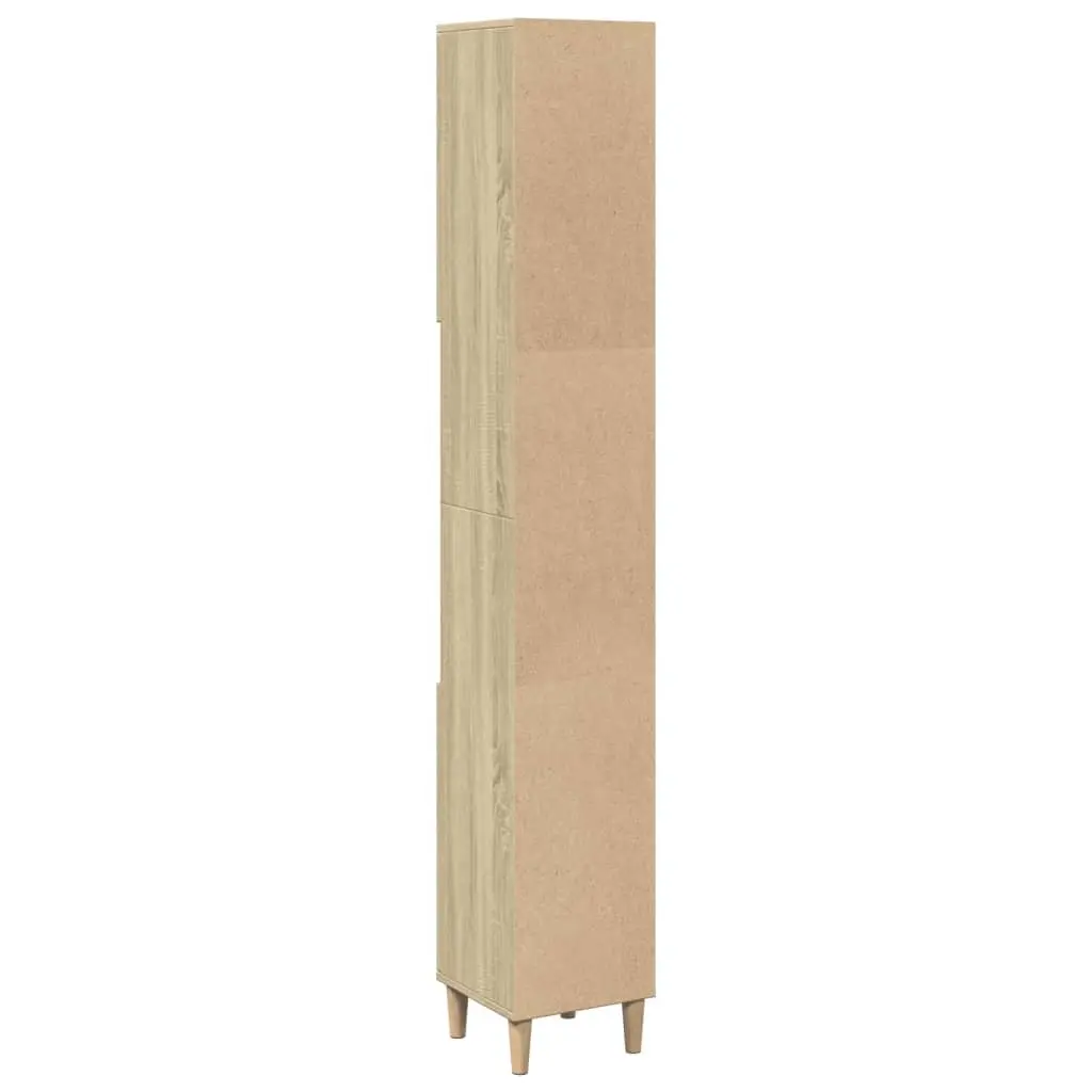 Bathroom Cabinet Sonoma Oak 30x30x190cm Storage Unit Engineered Wood