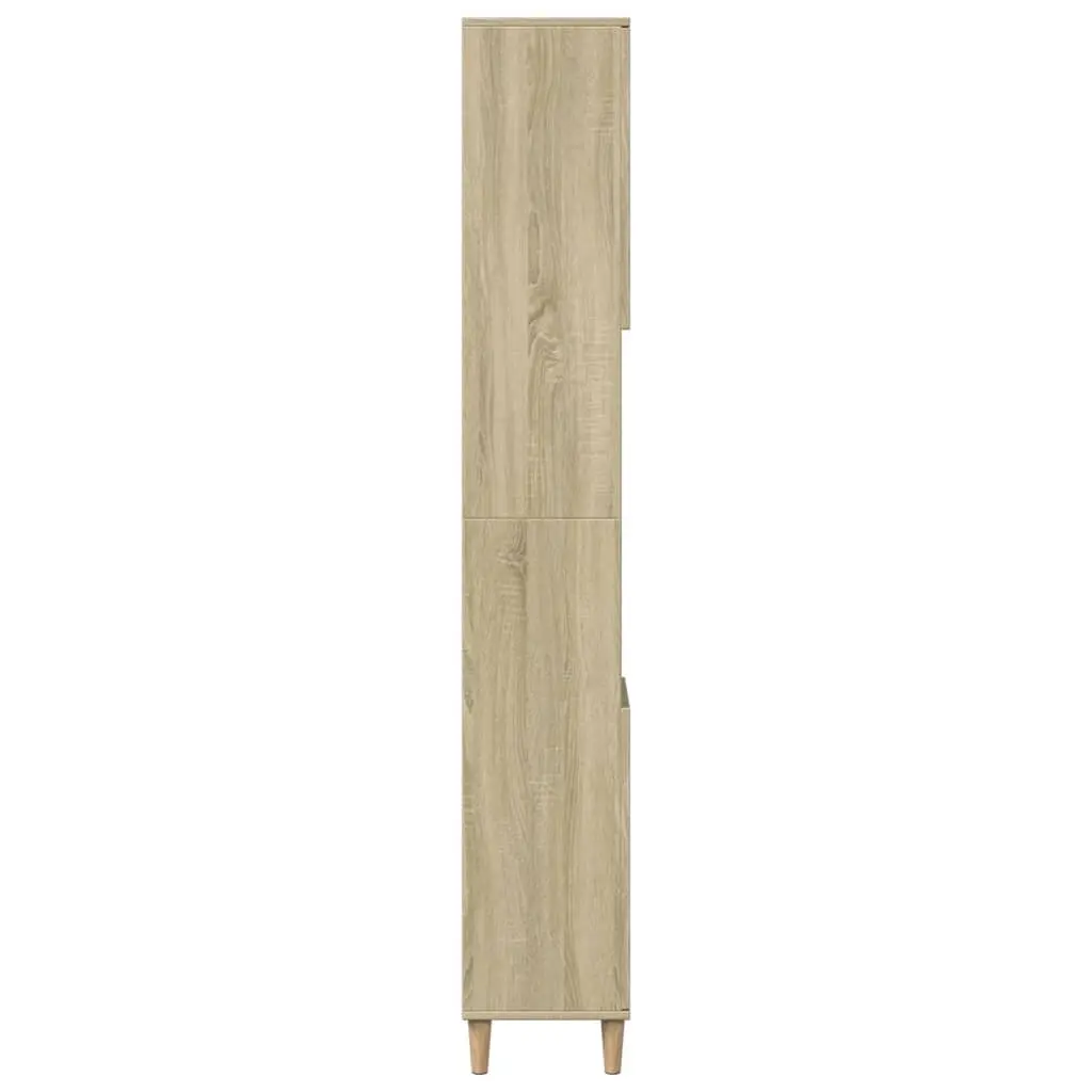 Bathroom Cabinet Sonoma Oak 30x30x190cm Storage Unit Engineered Wood
