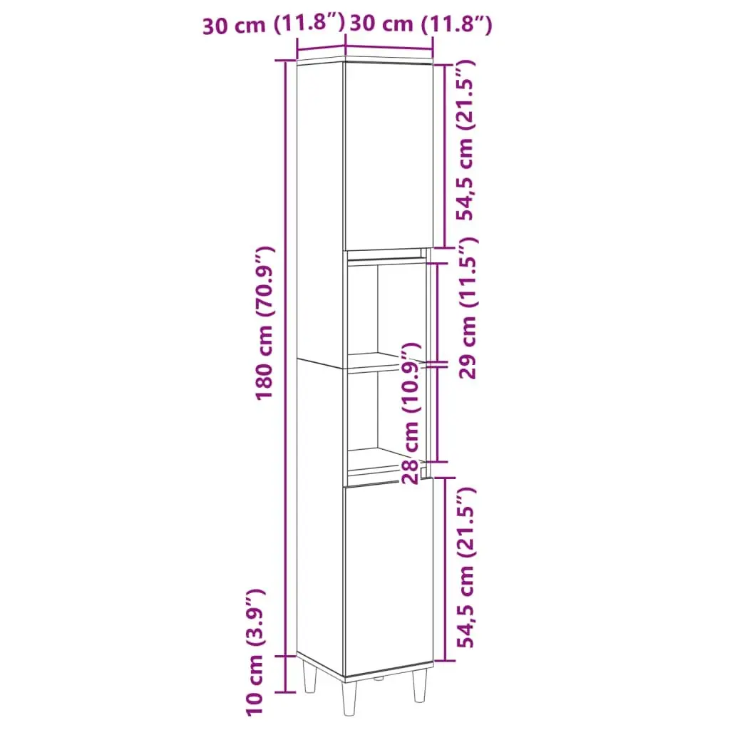 Bathroom Cabinet Sonoma Oak 30x30x190cm Storage Unit Engineered Wood