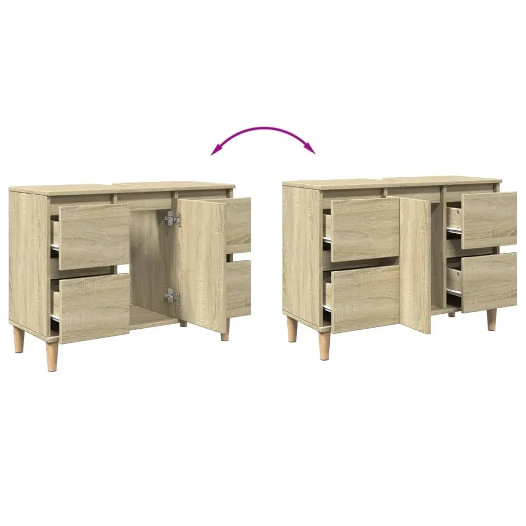 Bathroom Sink Cabinet Brown Vanity Unit 80x33x60cm