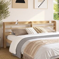 Headboard with Shelves 180 cm Solid Pinewood Brown