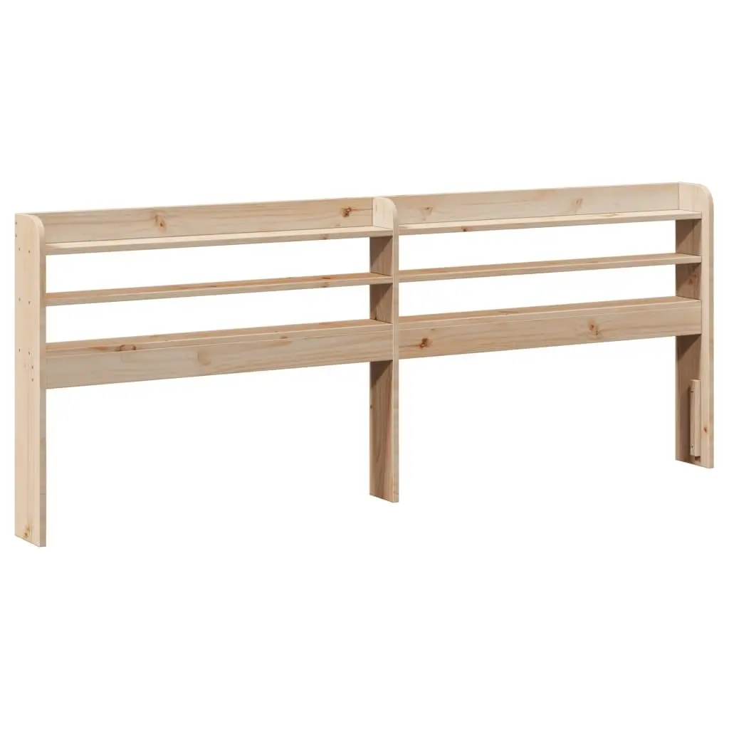 Headboard with Shelves 180 cm Solid Pinewood Brown