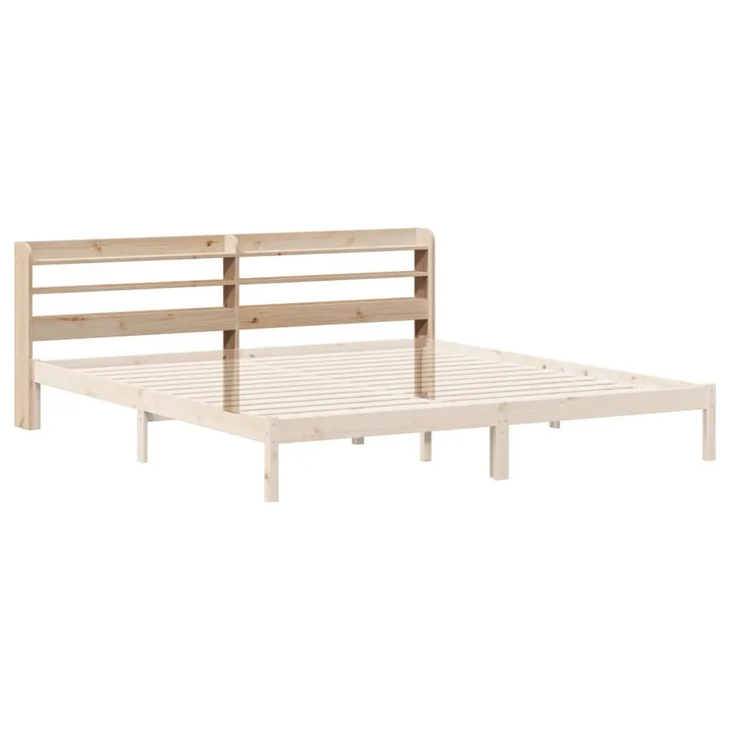 Headboard with Shelves 180 cm Solid Pinewood Brown