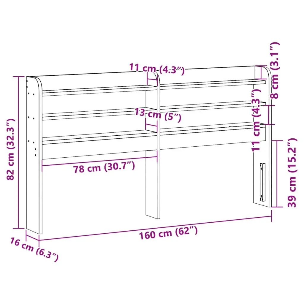 Solid Wood Headboard with Shelves