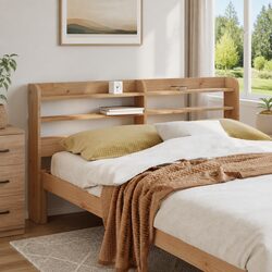 140cm Brown Headboard with Three Shelves