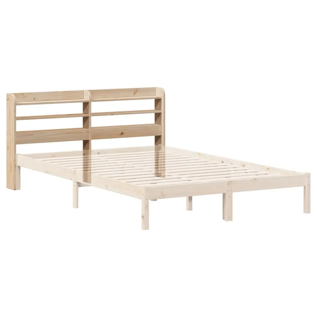 Headboard with Storage Shelves Bedroom Furniture 135cm Solid Wood Pine Brown