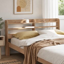 Headboard with Shelves 120 cm, Solid Pinewood Construction