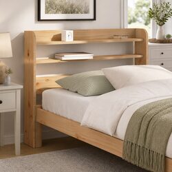 90 cm Brown Solid Pinewood Freestanding Headboard