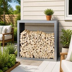 Firewood Rack Specifications: 100x40x100cm, Grey Steel