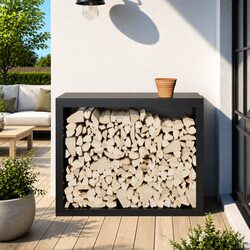 Steel Firewood Rack: 100 x 40 x 80 cm Black Log Holder