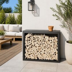 Firewood Rack Steel Log Storage Holder Anthracite 100x40x80cm Fireplace Wood