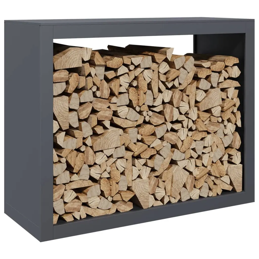 Firewood Rack Steel Log Storage Holder Anthracite 100x40x80cm Fireplace Wood