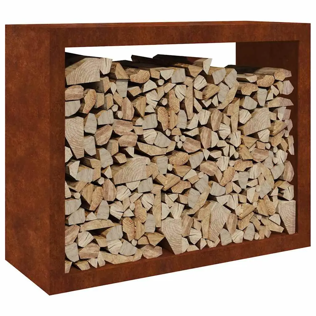 Firewood Rack Log Storage Stand for Fireplace Weathering Steel 100 x 40 x 80 cm
