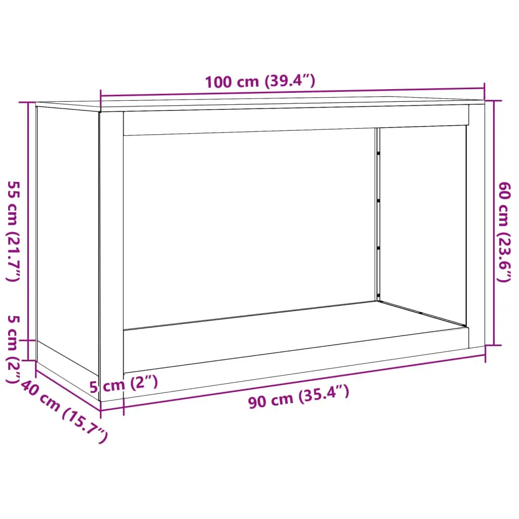Firewood Rack Anthracite Steel Log Storage Stand 100x40x60cm Fireplace Holder