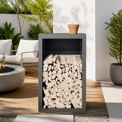 Firewood Rack Storage Steel Log Holder Anthracite 60x40x100cm Home Garden