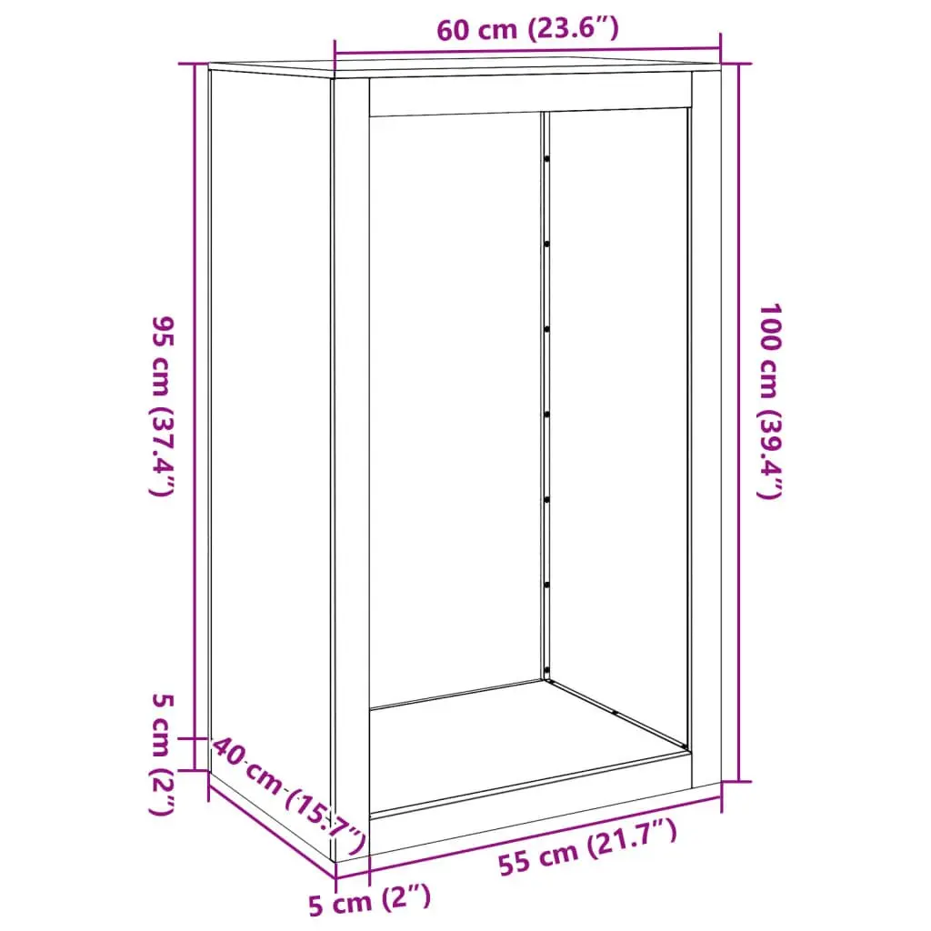 Firewood Rack Log Holder Steel Anthracite 60x40x100cm Home Garden