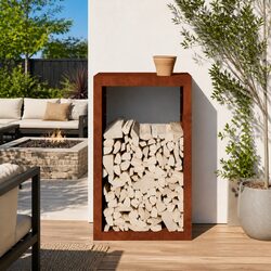 Firewood Rack Specifications: 60x40x100cm Weathering Steel Holder
