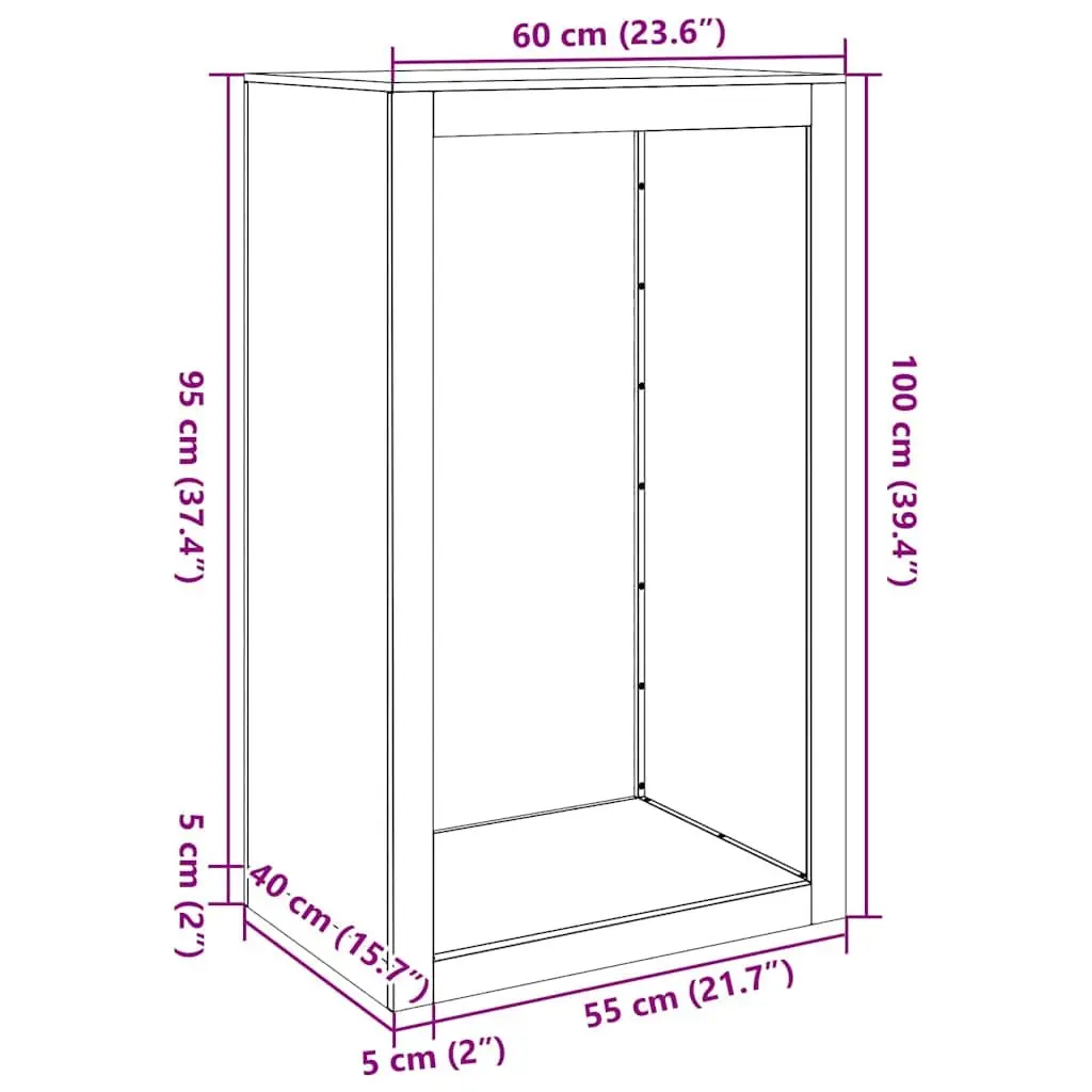 Firewood Rack Log Storage Holder Garden 60x40x100cm