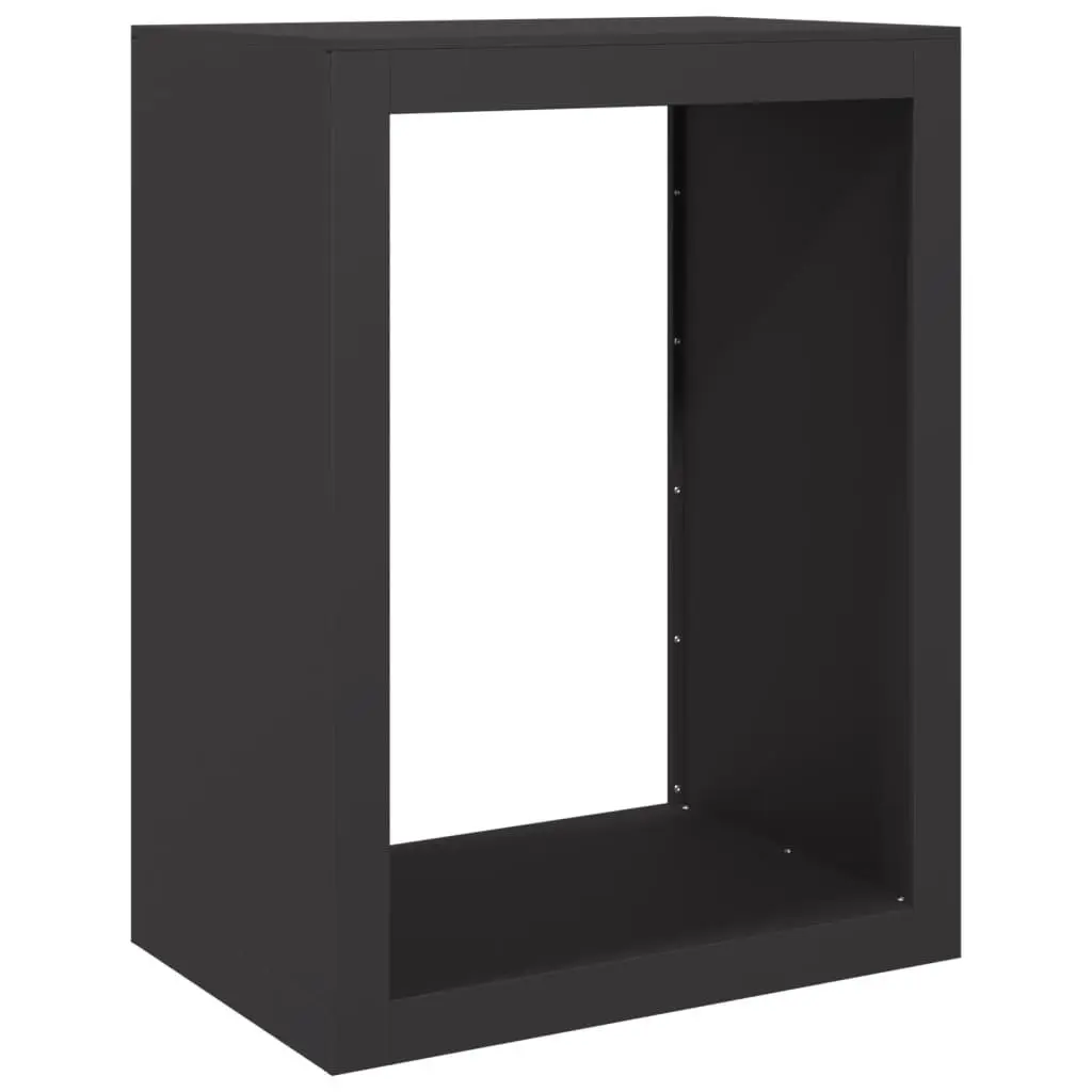 Firewood Rack Black Steel Storage Log Holder Stand for Fireplace 60 x 40 x 80 cm