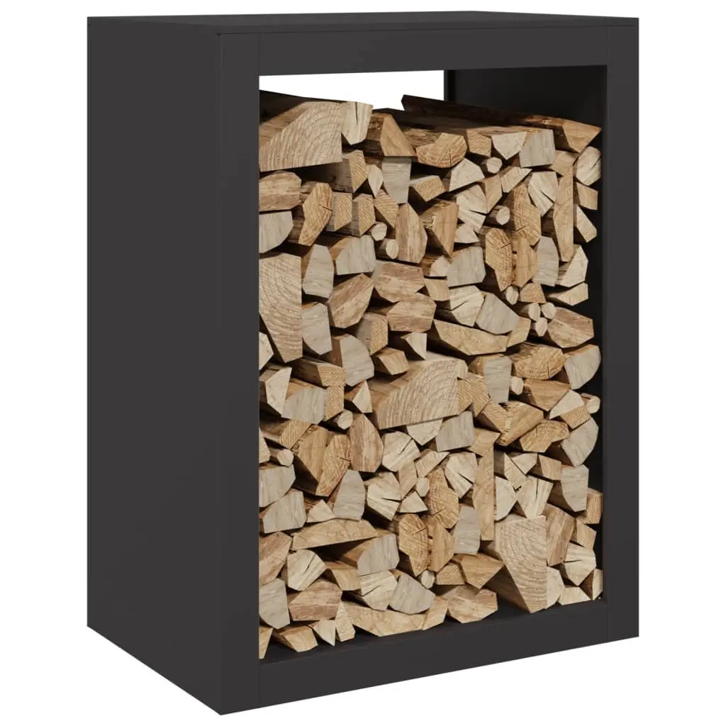 Firewood Rack Black Steel Storage Log Holder Stand for Fireplace 60 x 40 x 80 cm
