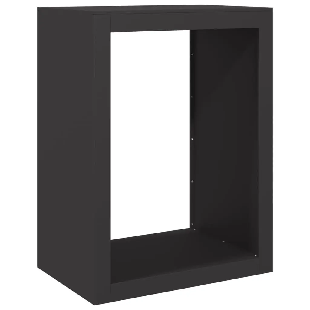 Firewood Rack Black Steel Storage Log Holder Stand for Fireplace 60 x 40 x 80 cm
