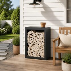 Steel Firewood Rack: 60x40x80cm, Anthracite Color
