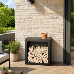 Firewood Rack Specifications: Steel, Black, 60x40x60 cm