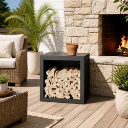 Firewood Rack Specifications: Anthracite Steel, 60x40x60 cm