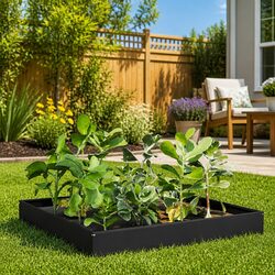Black Steel Raised Garden Bed Dimensions 100x100x26 cm