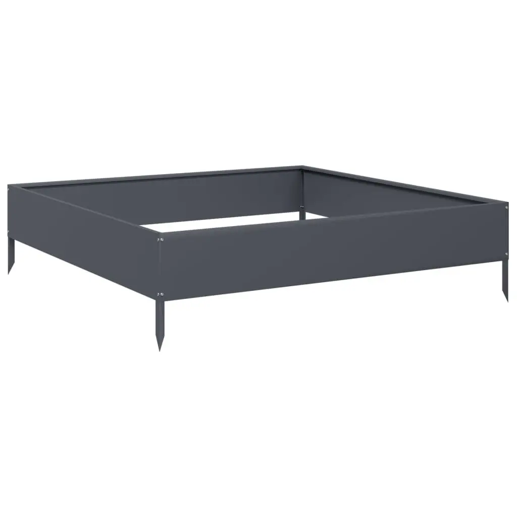 Garden Raised Bed Planter 100x100x26cm Anthracite Steel Outdoor Flowers