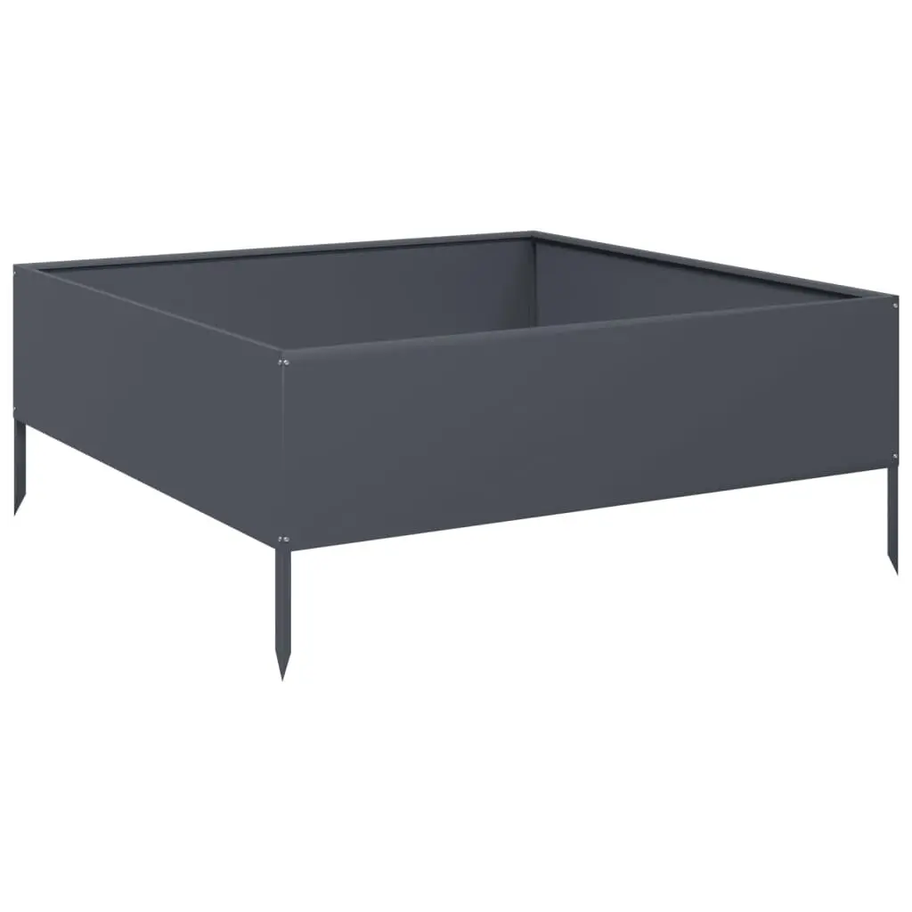 Garden Raised Bed Anthracite 100x100x41 cm Steel Outdoor Planter Box