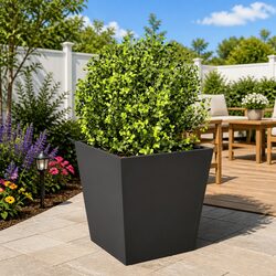 Garden Planter Box Black 40x40x40cm Steel Outdoor Pots Flowers Plants Decoration