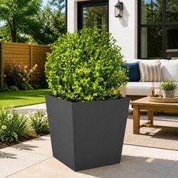 Anthracite Steel Garden Planter: 50x50x50 cm, 1 Unit