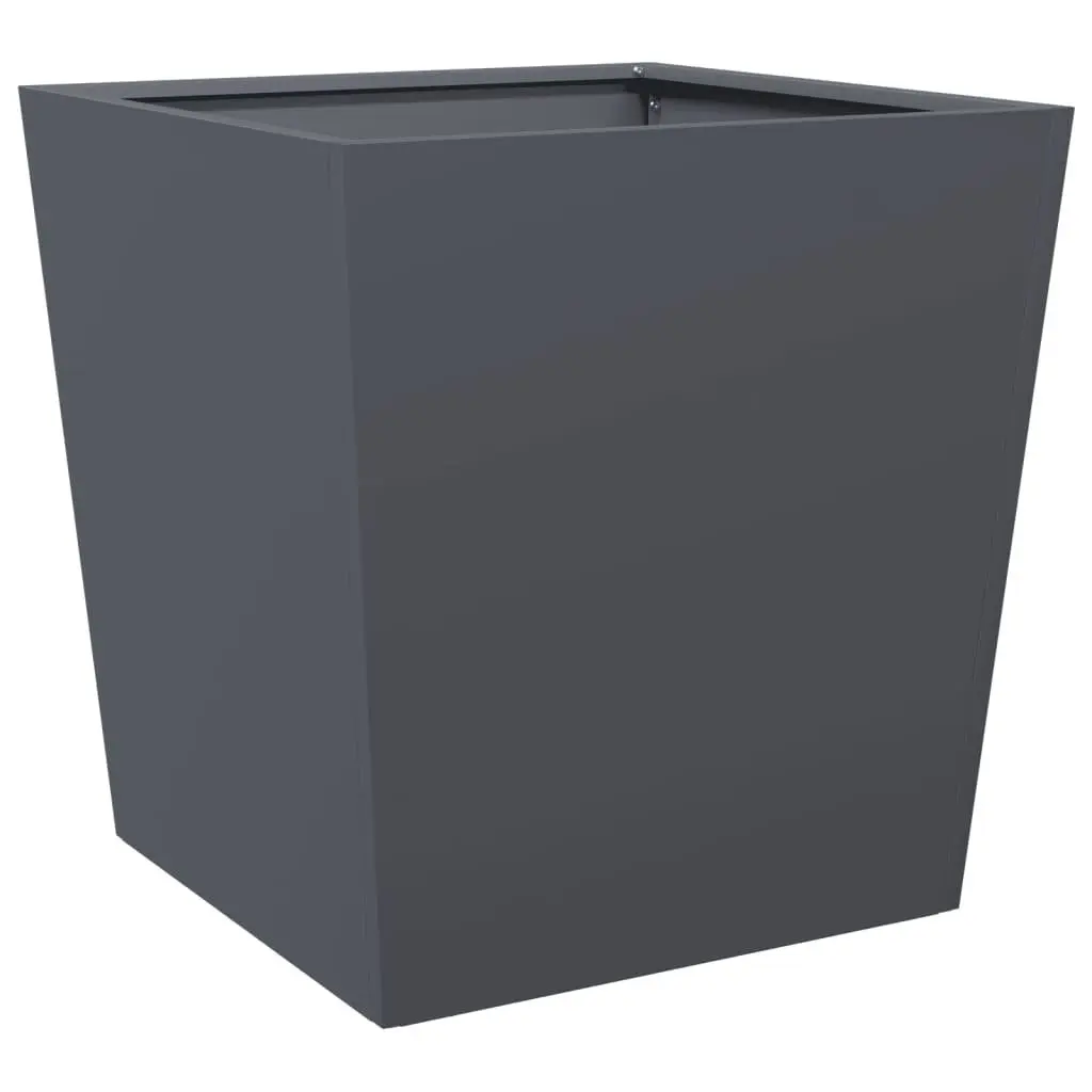 Garden Planters Outdoor 50x50x50 cm Steel Square Anthracite 2 Piece