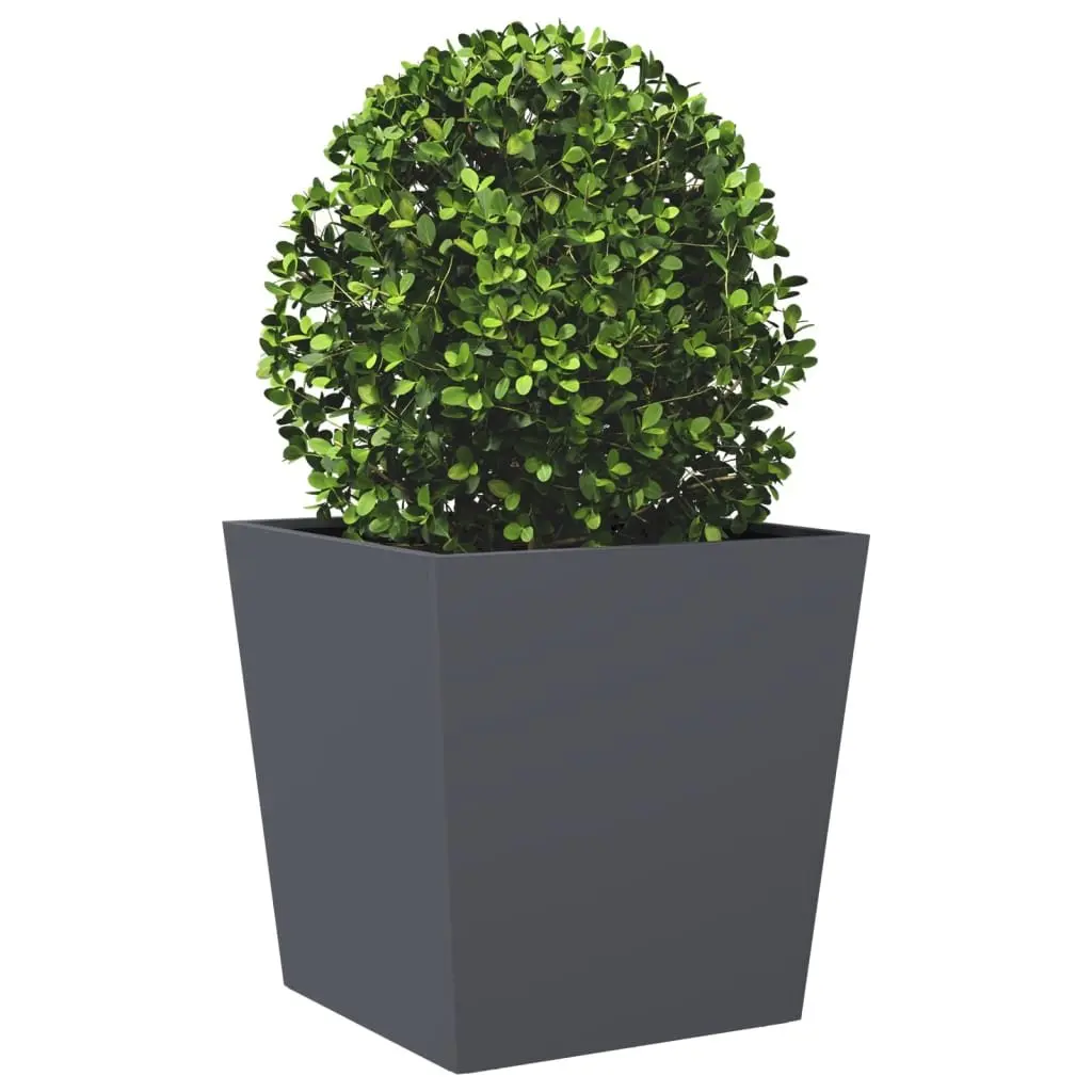 Garden Planters Outdoor 50x50x50 cm Steel Square Anthracite 2 Piece