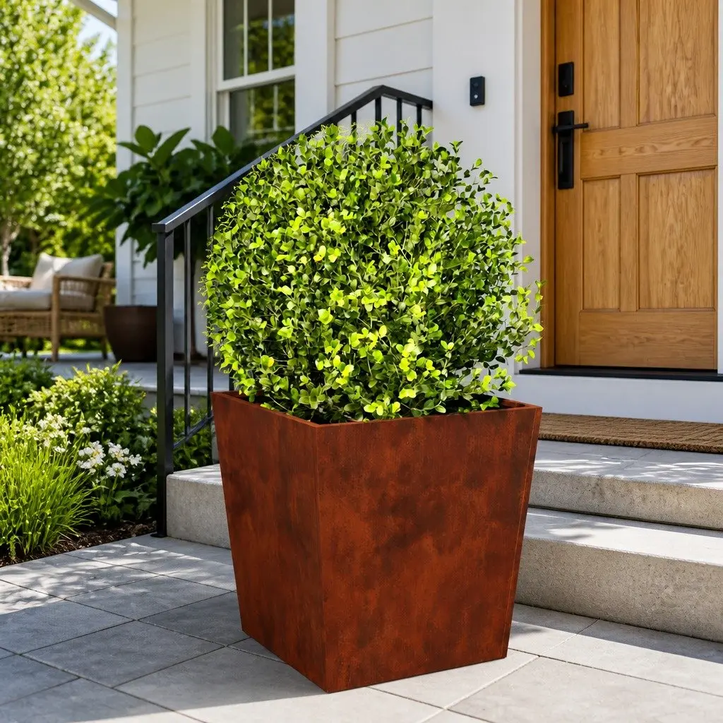 Garden Planters Outdoor 50x50x50 cm Weathering Steel Brown 2 Piece
