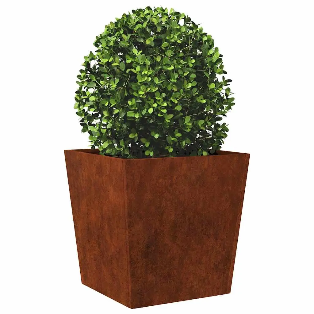 Garden Planters Outdoor 50x50x50 cm Weathering Steel Brown 2 Piece