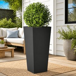 Black Steel Garden Planters - 35x35x75 cm, Set of 2