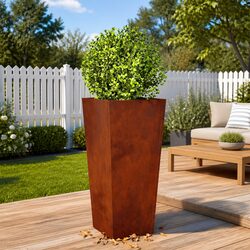 Weathering Steel Garden Planters—2 pcs, 35 x 35 x 75 cm