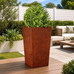 Garden Planter 45x45x75 cm Weathering Steel Outdoor Flower Pot Raised Bed