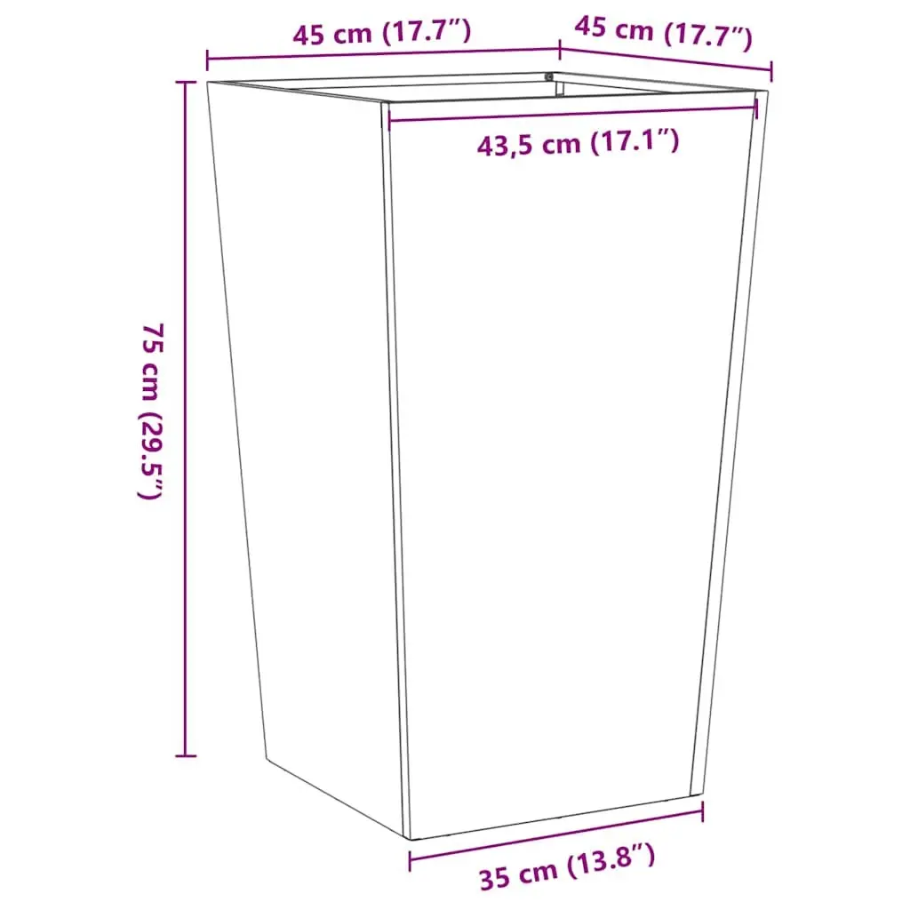 Garden Planter Outdoor 45x45x75 cm Weathering Steel Flower Pot Raised Bed